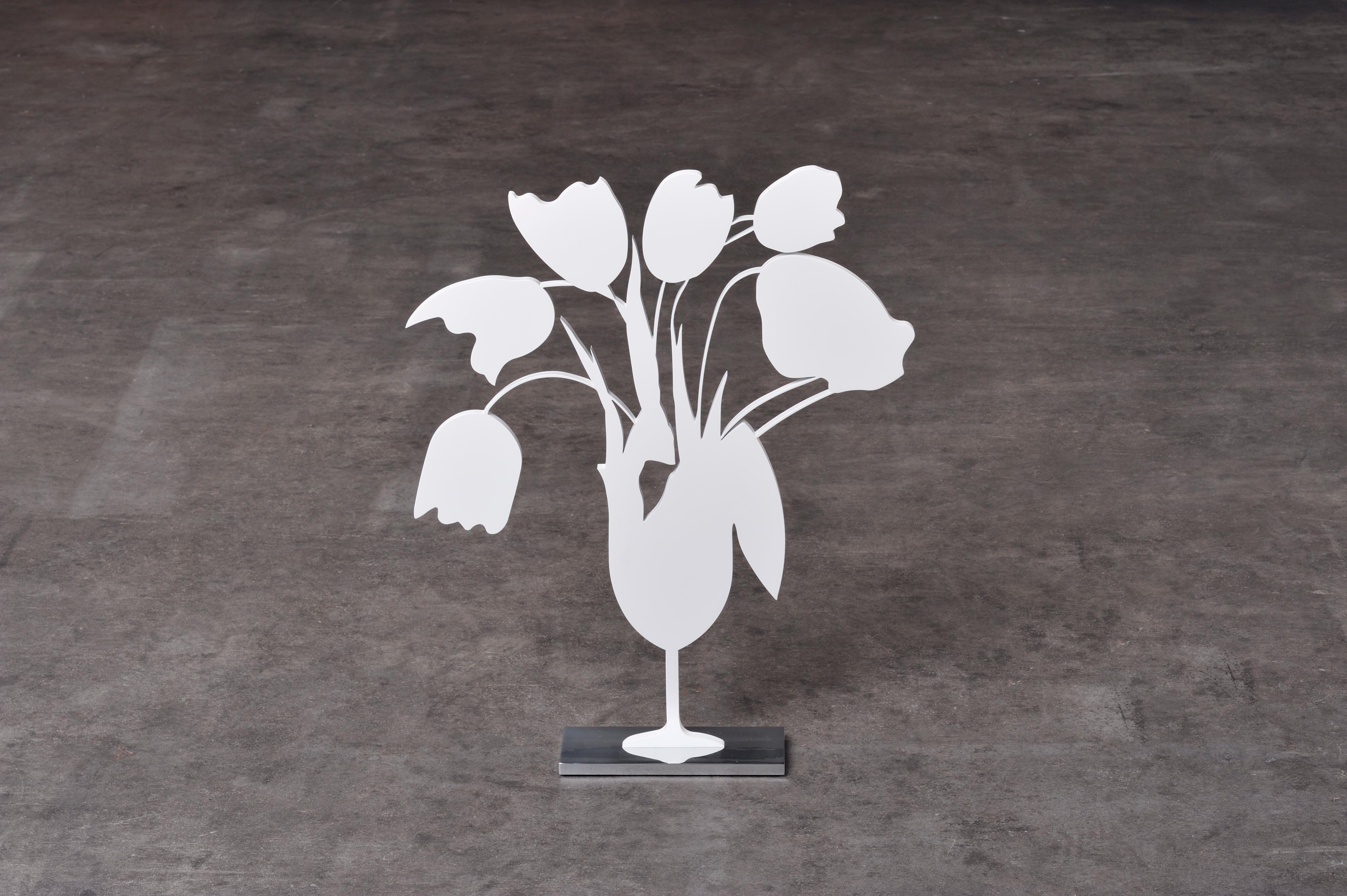 White Tulips and Vase, April 4 - Contemporary, 21st Century, Sculpture - Gray Figurative Sculpture by Donald Sultan