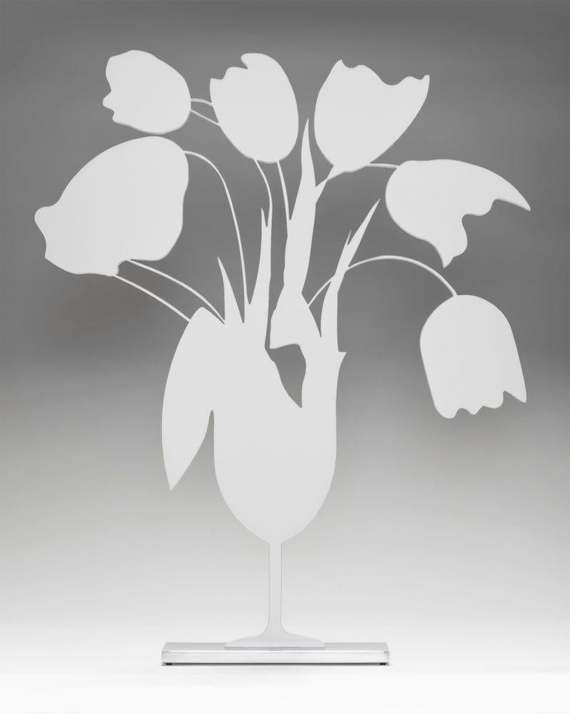 Donald Sultan (Born 1951)
White Tulips and Vase, April 4, 2014, 2014
Painted Aluminum on Polished Aluminum Base
24 x 20 x 3.5 in.
Edition of 25
AP 8 of 10
Signed and numbered on base
