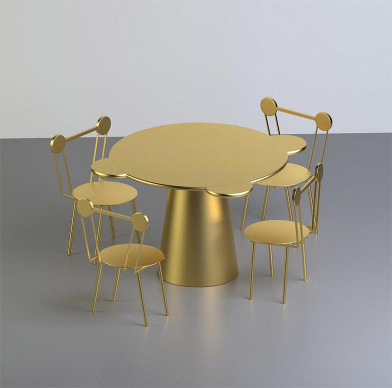 Italian Donald Table in Gold For Sale