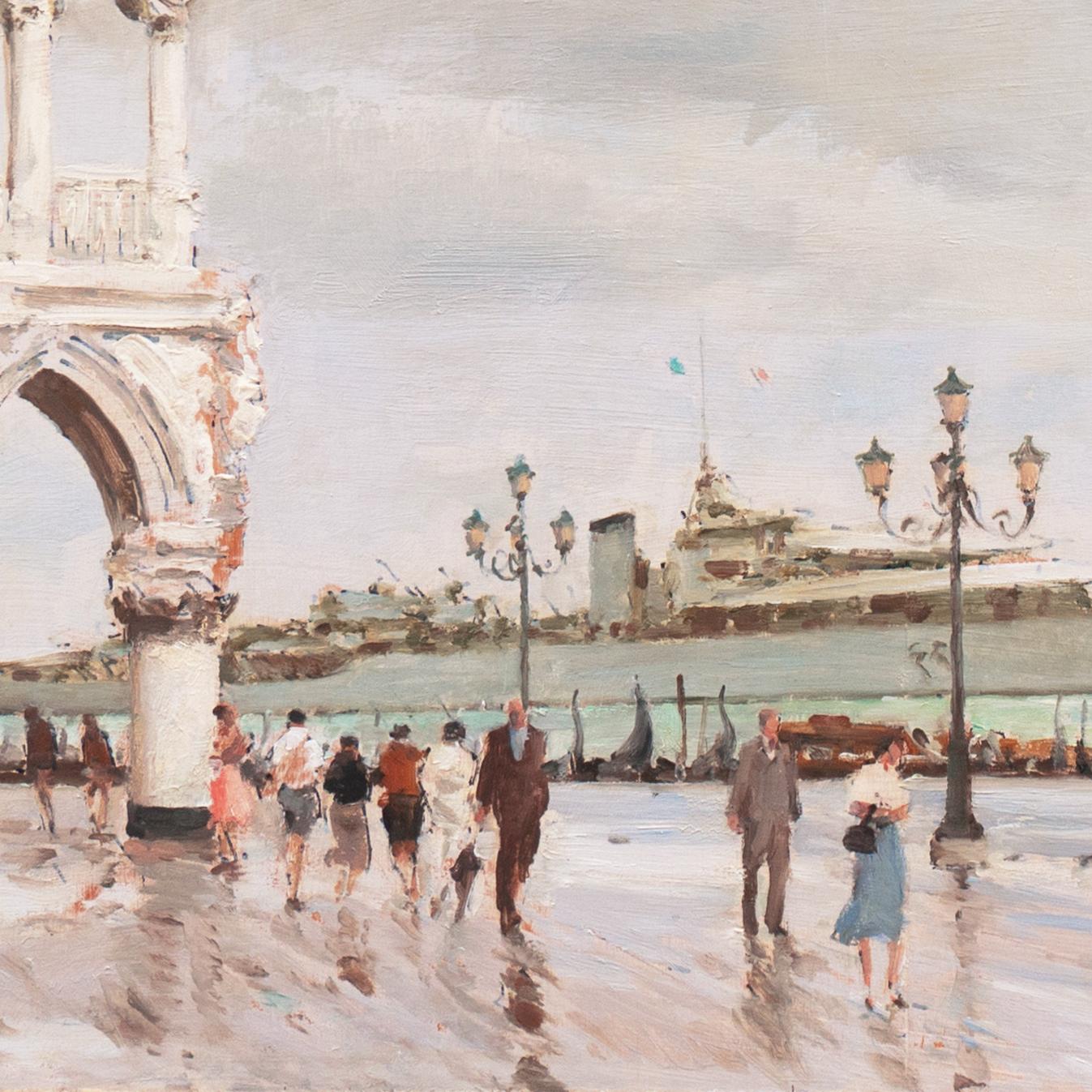 'After the Rain, Venice', National Academy, Metropolitan Museum, AWS, NWS, ASL - Beige Landscape Painting by Donald Teague