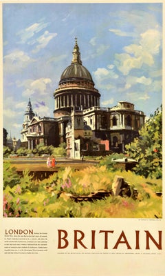 Original Vintage Travel Advertising Poster Britain London St Pauls Cathedral UK