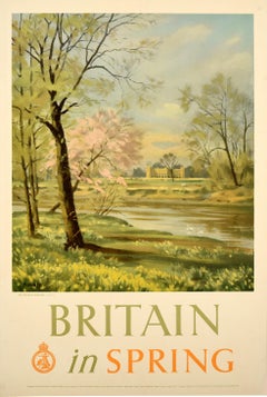 Original Vintage Travel Poster Britain In Spring Country View Donald Towner