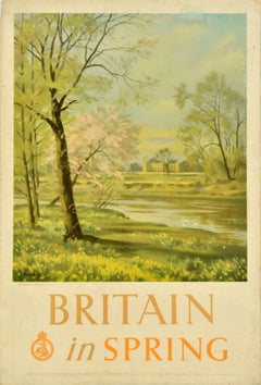 Original Vintage Travel Poster Britain In Spring Donald Towner United Kingdom