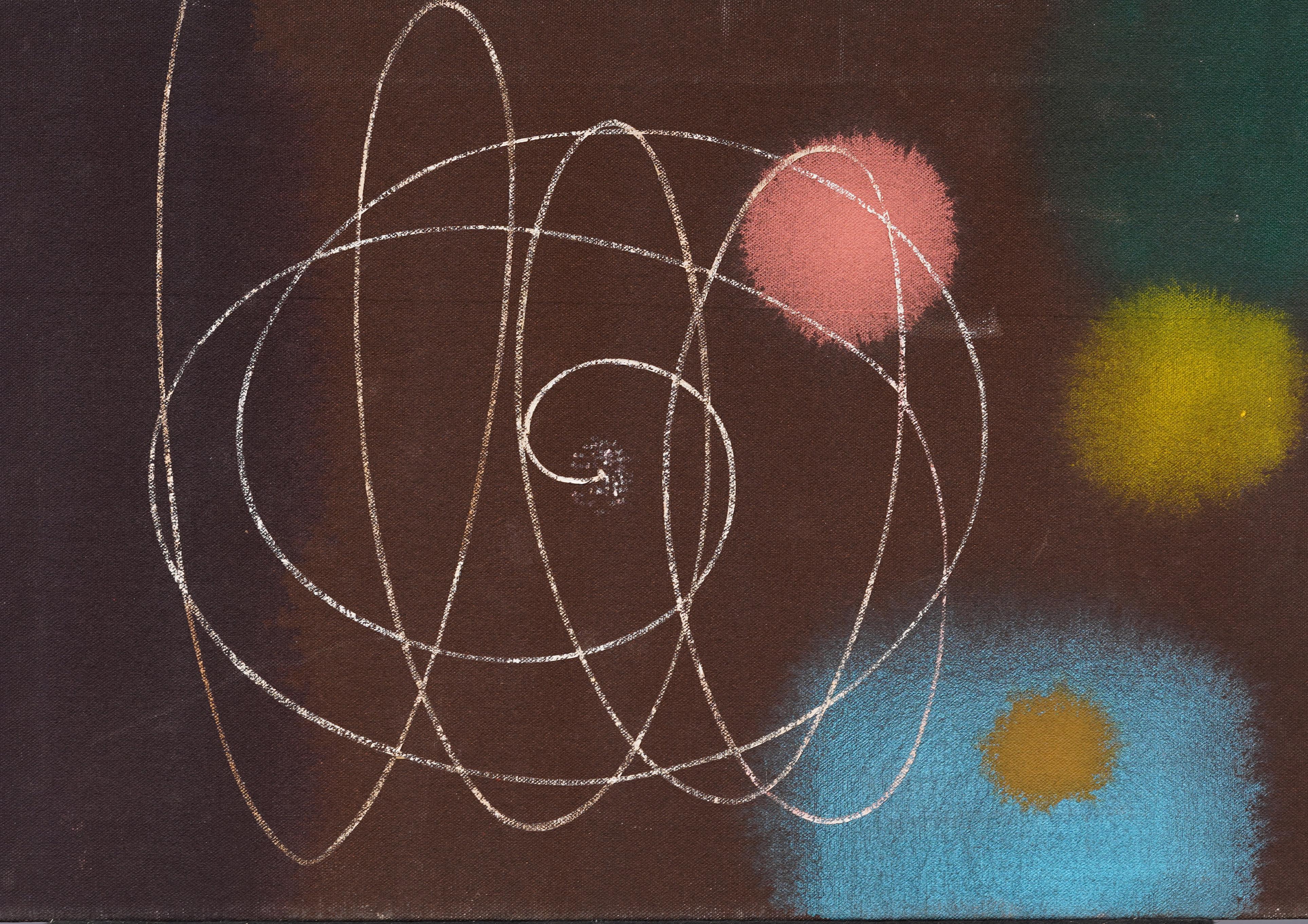 Vintage By Modernista Espressionista Astratto  Pittura a olio - Abstract Painting Nero di Donald Traver