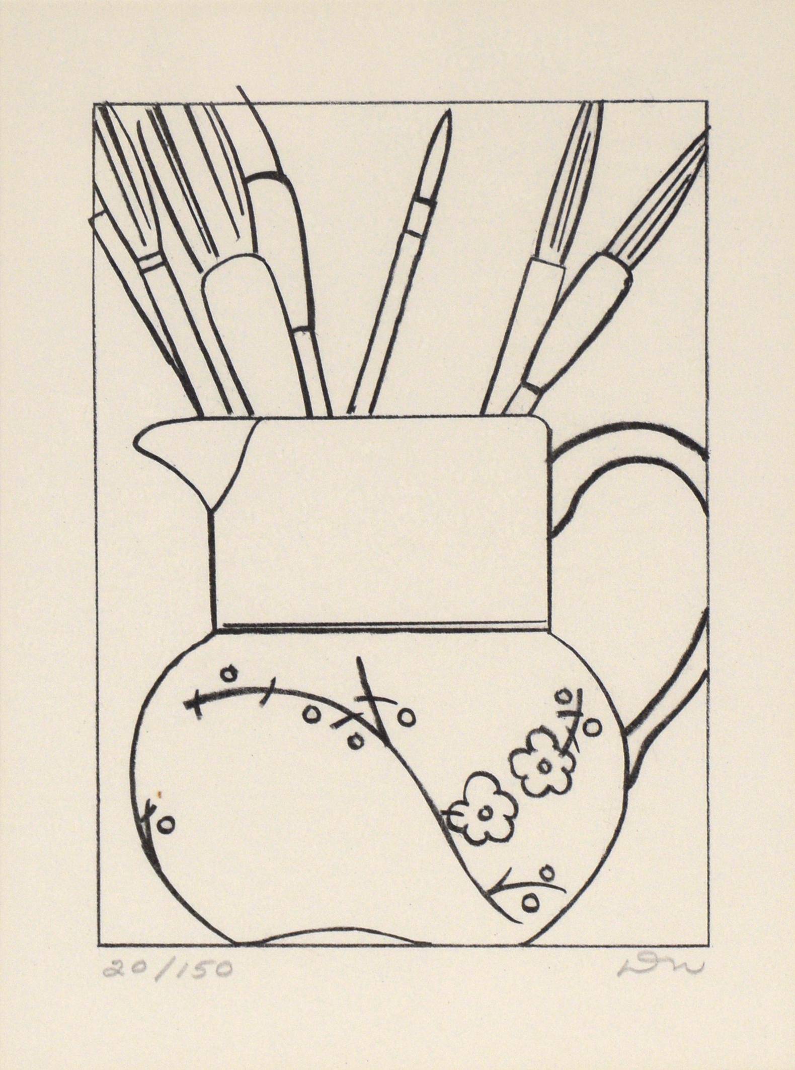 Paintbrushes in a Pitcher - Still Life Etching by Don Weygandt (#20/150) - Print by Donald Weygandt