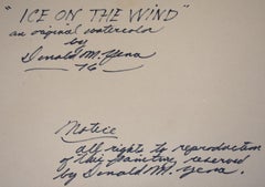 "ICE ON THE WIND"  WESTERN ICE STORM CAMPING SCENE.  COWBOYS CAMPFIRE VINTAGE