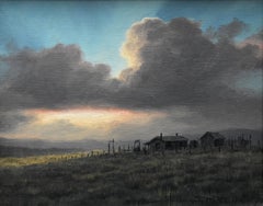 "LITTLE SPRED"  WESTERN COWBOY RANCH CABIN EVENING CLOUDS