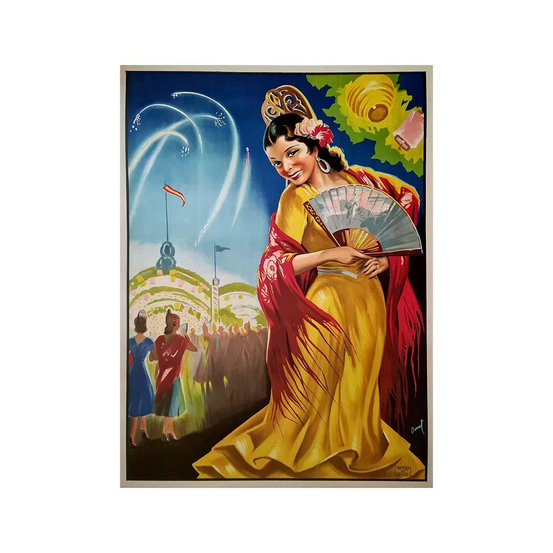 Originalplakat Fiestas Mujer Andaluza, Spanien, Tourismus, 1947 im Angebot 2