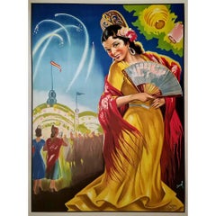 Originalplakat Fiestas Mujer Andaluza, Spanien, Tourismus, 1947
