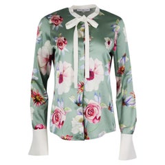 Donata Davidoff Floral Print Silk Satin Blouse Fr 40 Uk 12