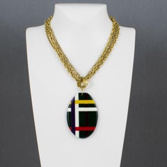 Donatella Pellini Gilded Necklace with Geometric Carved Pendant