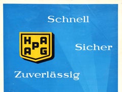 Original Vintage Travel Poster Hamburg America Liner Fast Safe Reliable Ship Art