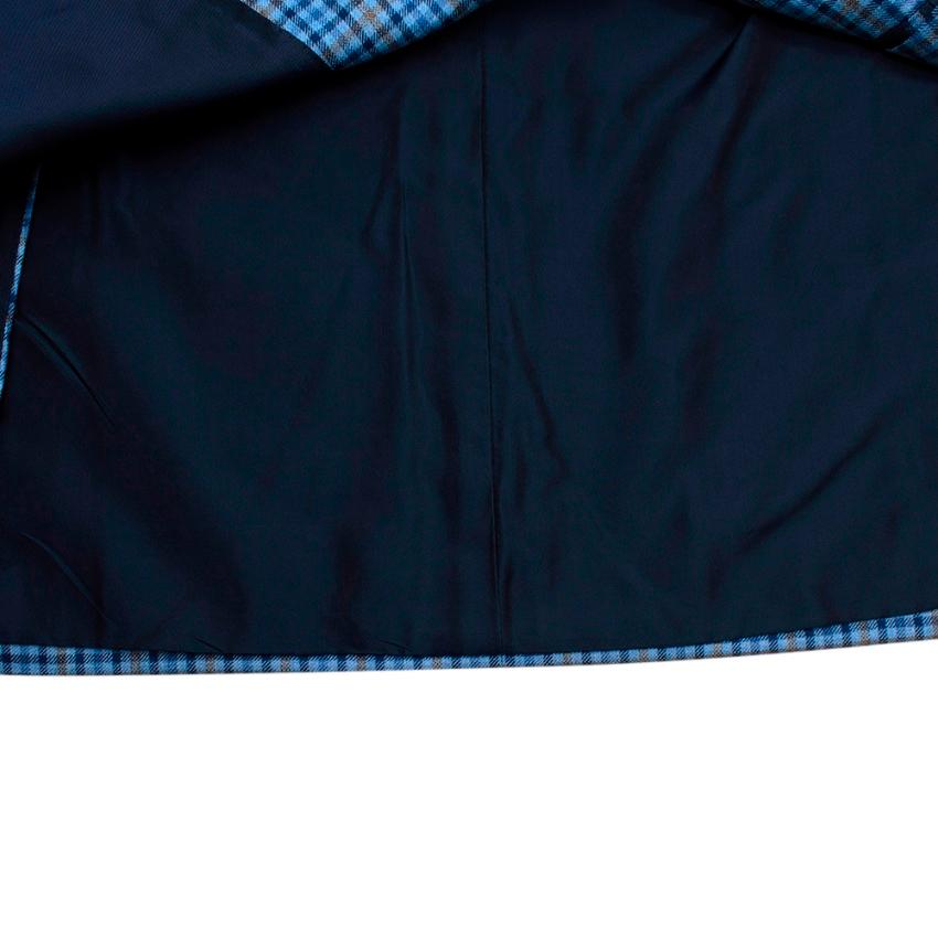 Donato Liguori Blue Checkered Cashmere blend Tailored Blazer - Estimated Size XL For Sale 4