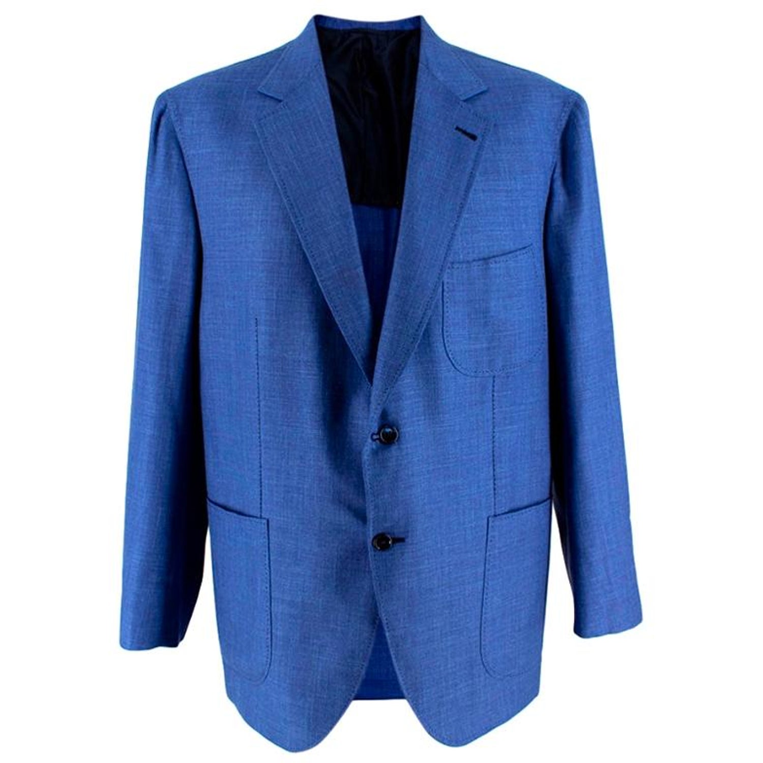 Donato Liguori Blue and Grey Tailored Blazer Jacket - Size Estimated XL For  Sale at 1stDibs