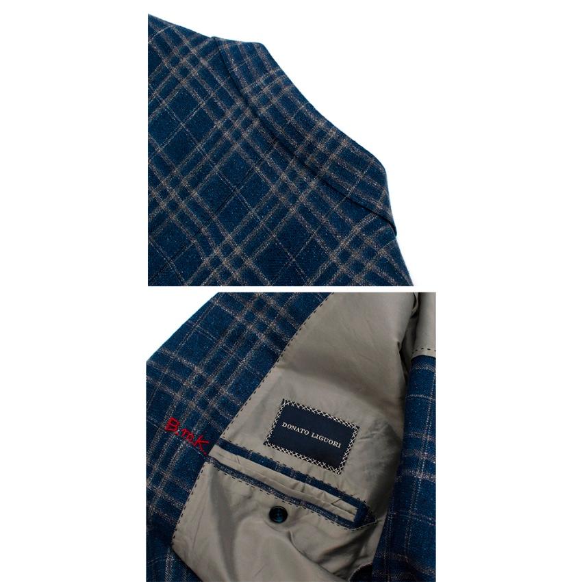 Donato Liguori Blue Cotton & Linen Blend Tailored Blazer Jacket - Size XL For Sale 6