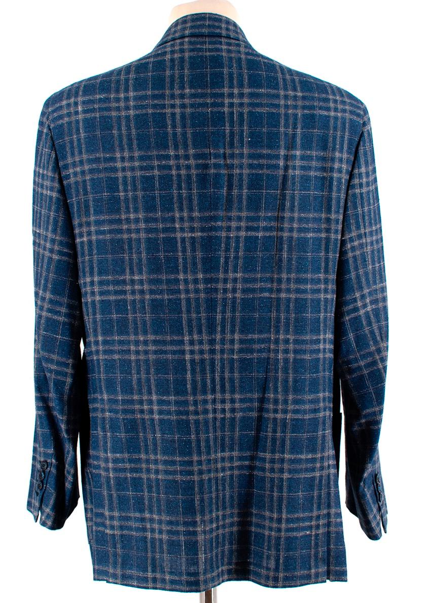 Women's or Men's Donato Liguori Blue Cotton & Linen Blend Tailored Blazer Jacket - Size XL For Sale