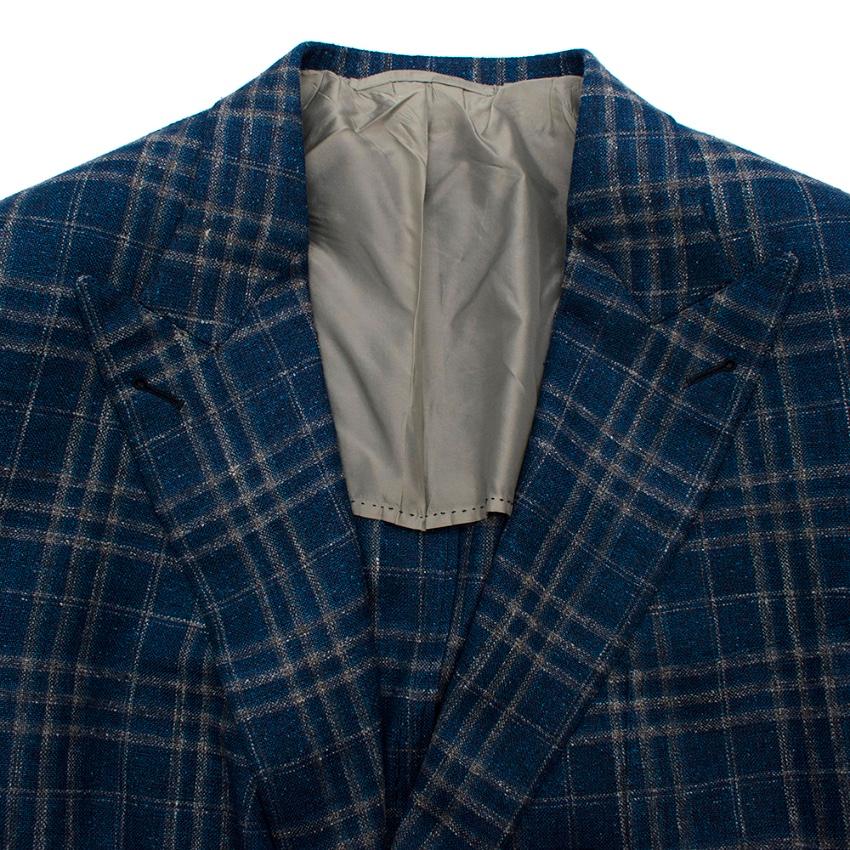 Donato Liguori Blue Cotton & Linen Blend Tailored Blazer Jacket - Size XL For Sale 1