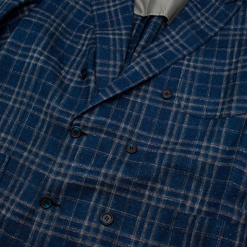 Donato Liguori Blue Cotton & Linen Blend Tailored Blazer Jacket - Size XL For Sale 2