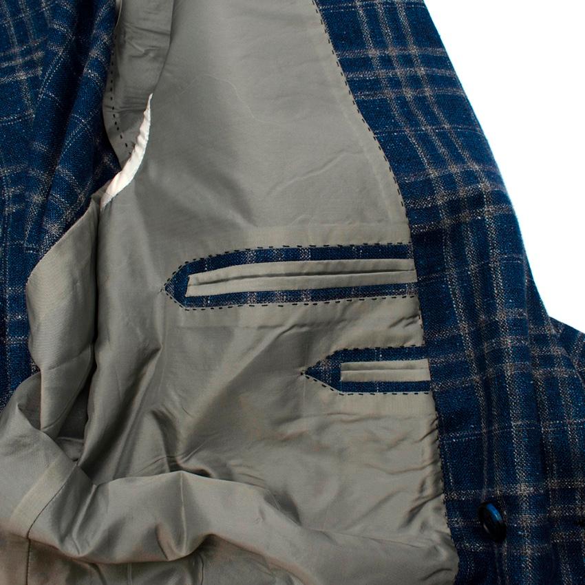 Donato Liguori Blue Cotton & Linen Blend Tailored Blazer Jacket - Size XL For Sale 4