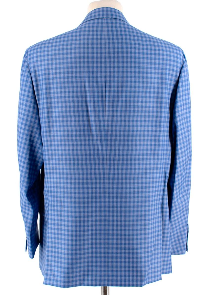 Donato Liguori Blue Gingham Wool blend Tailored Jacket - Size Estimated XL In Excellent Condition For Sale In London, GB