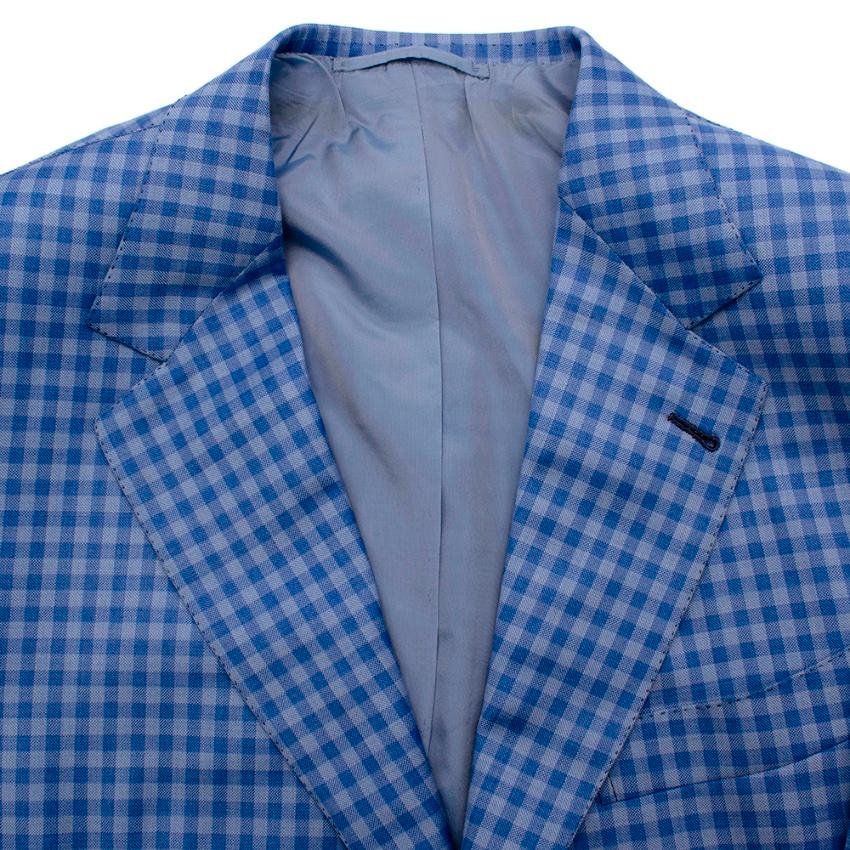 Women's or Men's Donato Liguori Blue Gingham Wool blend Tailored Jacket - Size Estimated XL For Sale