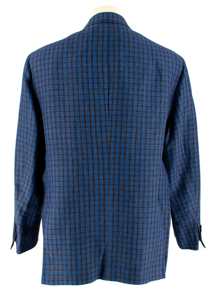 Donato Liguori Blue & Grey Tailored Blazer Jacket - Size Estimated XL In Excellent Condition For Sale In London, GB