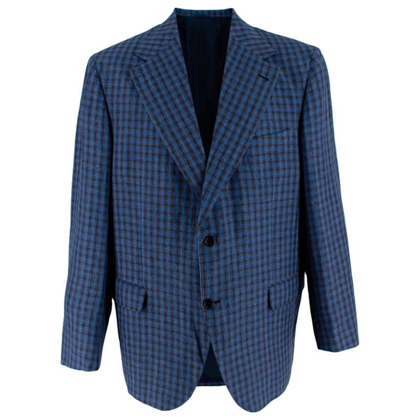 Donato Liguori Blue & Grey Tailored Blazer Jacket - Size Estimated XL For Sale