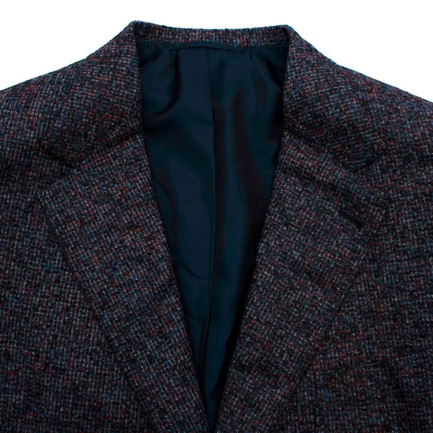 Men's Donato Liguori Blue & Red Mohair Blend Hand Tailored Blazer Jacket - Size XL For Sale