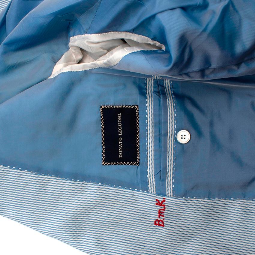 Donato Liguori Blue Striped Cotton Tailored Single Breasted Jacket - Size XL For Sale 6