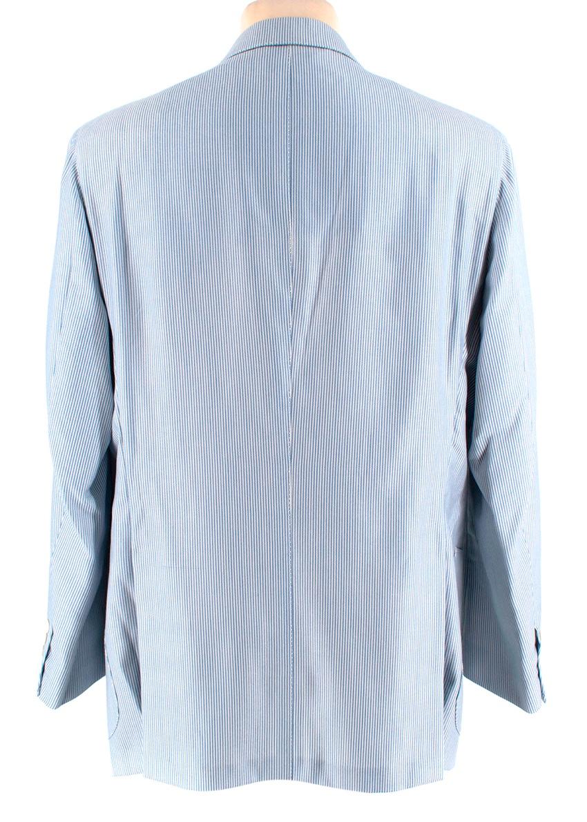 Donato Liguori Blue Striped Cotton Tailored Single Breasted Jacket - Size XL In New Condition For Sale In London, GB