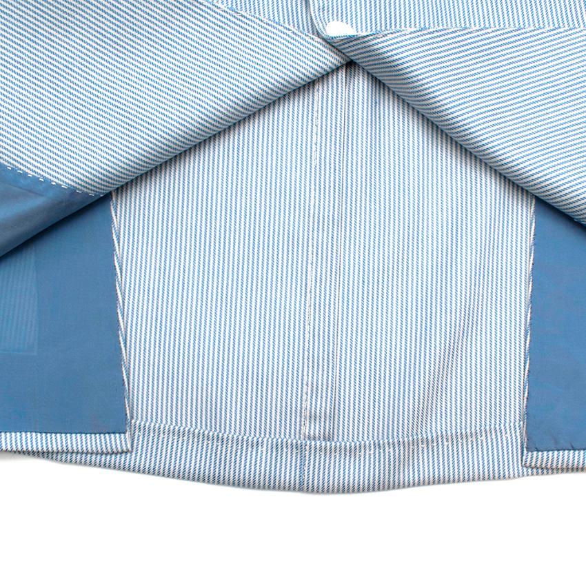Donato Liguori Blue Striped Cotton Tailored Single Breasted Jacket - Size XL For Sale 2
