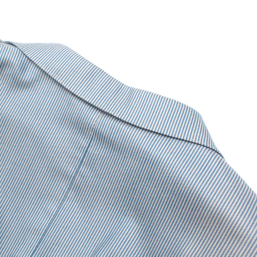 Donato Liguori Blue Striped Cotton Tailored Single Breasted Jacket - Size XL For Sale 3