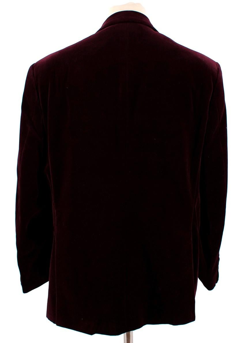 Donato Liguori Burgundy Hand Tailored Velvet Cotton Blazer - Size XL In New Condition In London, GB
