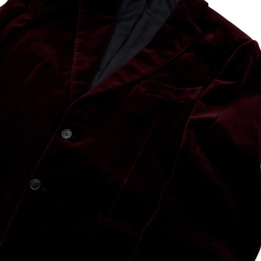 Donato Liguori Burgundy Hand Tailored Velvet Cotton Blazer - Size XL 1