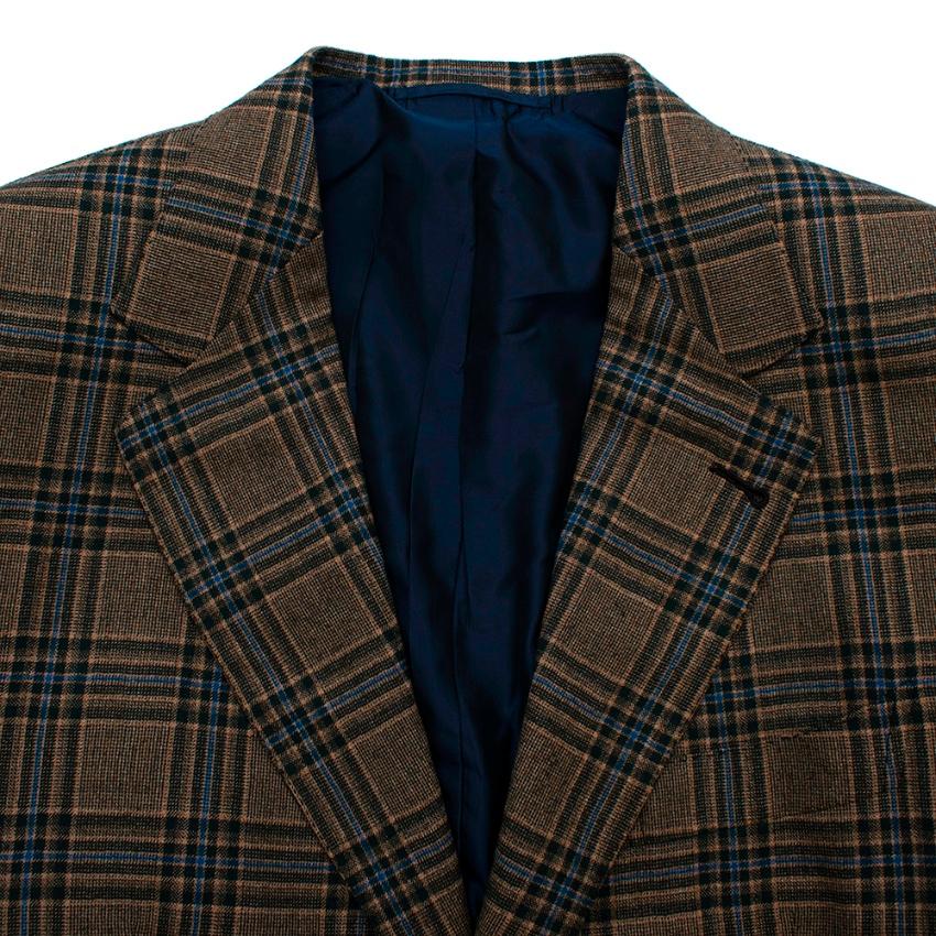 Black Donato Liguori Cream Checkered Cashmere Blend Tailored Jacket - Size XL For Sale