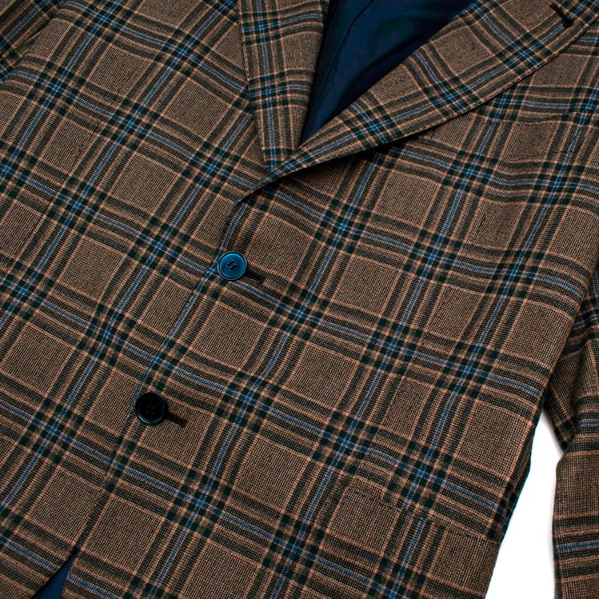 Donato Liguori Cream Checkered Cashmere Blend Tailored Jacket - Size XL For Sale 2