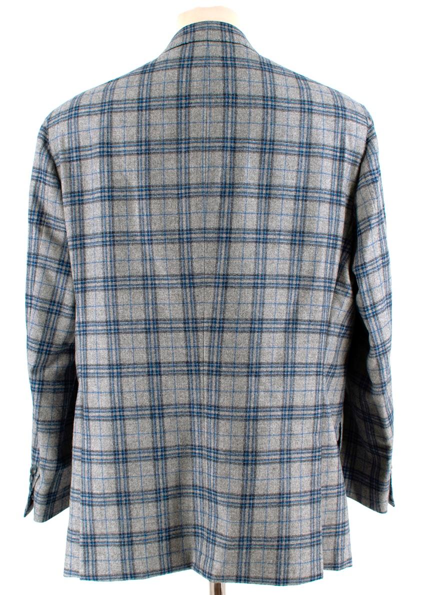 Gray Donato Liguori Grey & Blue Checkered Tailored Blazer Jacket - Size Estimated XL For Sale
