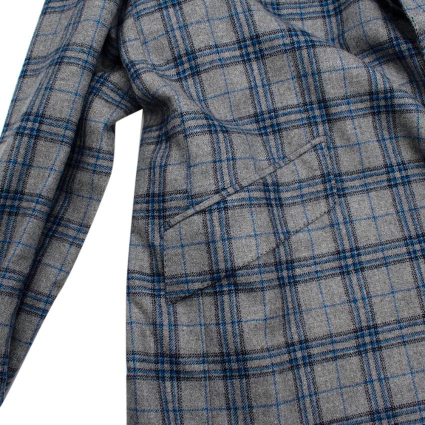 Donato Liguori Grey & Blue Checkered Tailored Blazer Jacket - Size Estimated XL For Sale 2