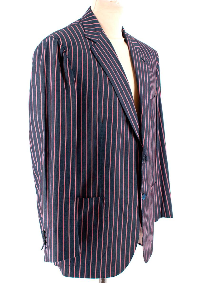 Black Donato Liguori Grey Striped Cotton Blend Tailored Jacket - Size Estimated XL For Sale