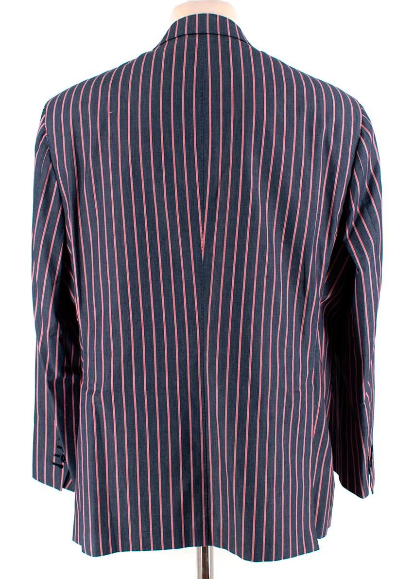 Donato Liguori Grey Striped Cotton Blend Tailored Jacket - Size Estimated XL In Excellent Condition For Sale In London, GB