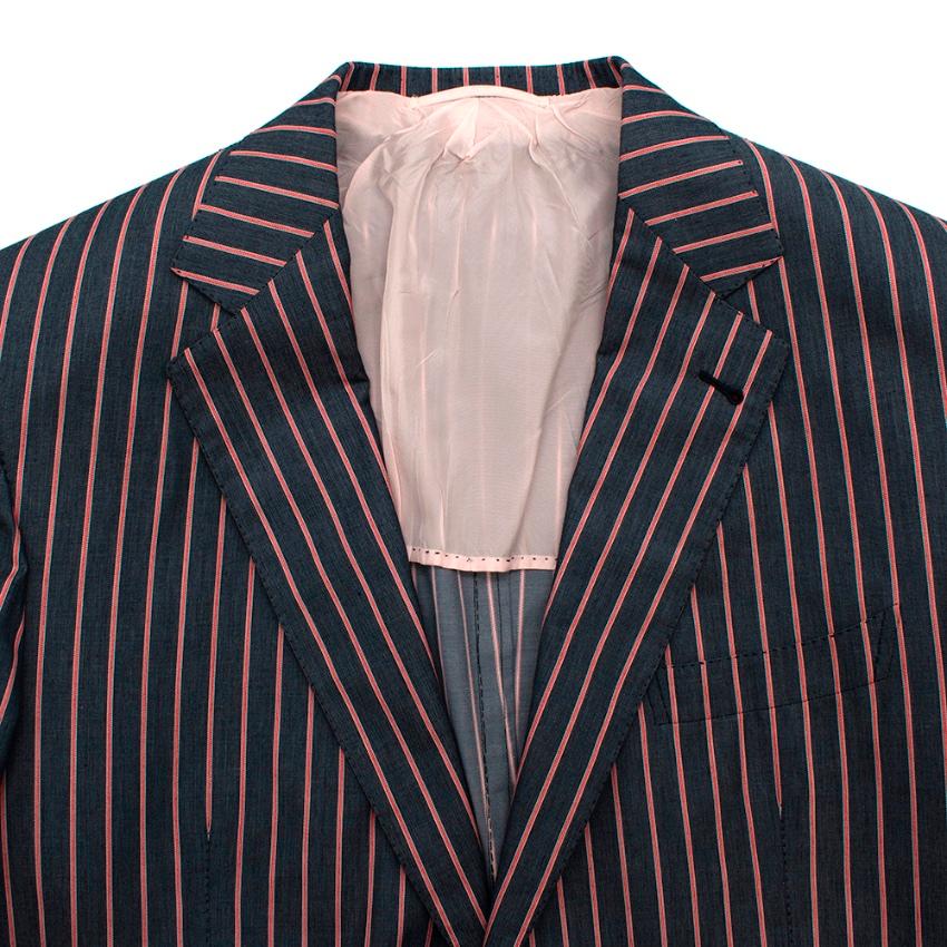 Women's or Men's Donato Liguori Grey Striped Cotton Blend Tailored Jacket - Size Estimated XL For Sale