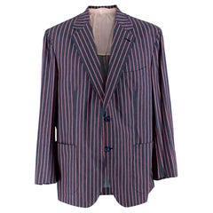 Donato Liguori Grey Striped Cotton Blend Tailored Jacket - Size Estimated XL