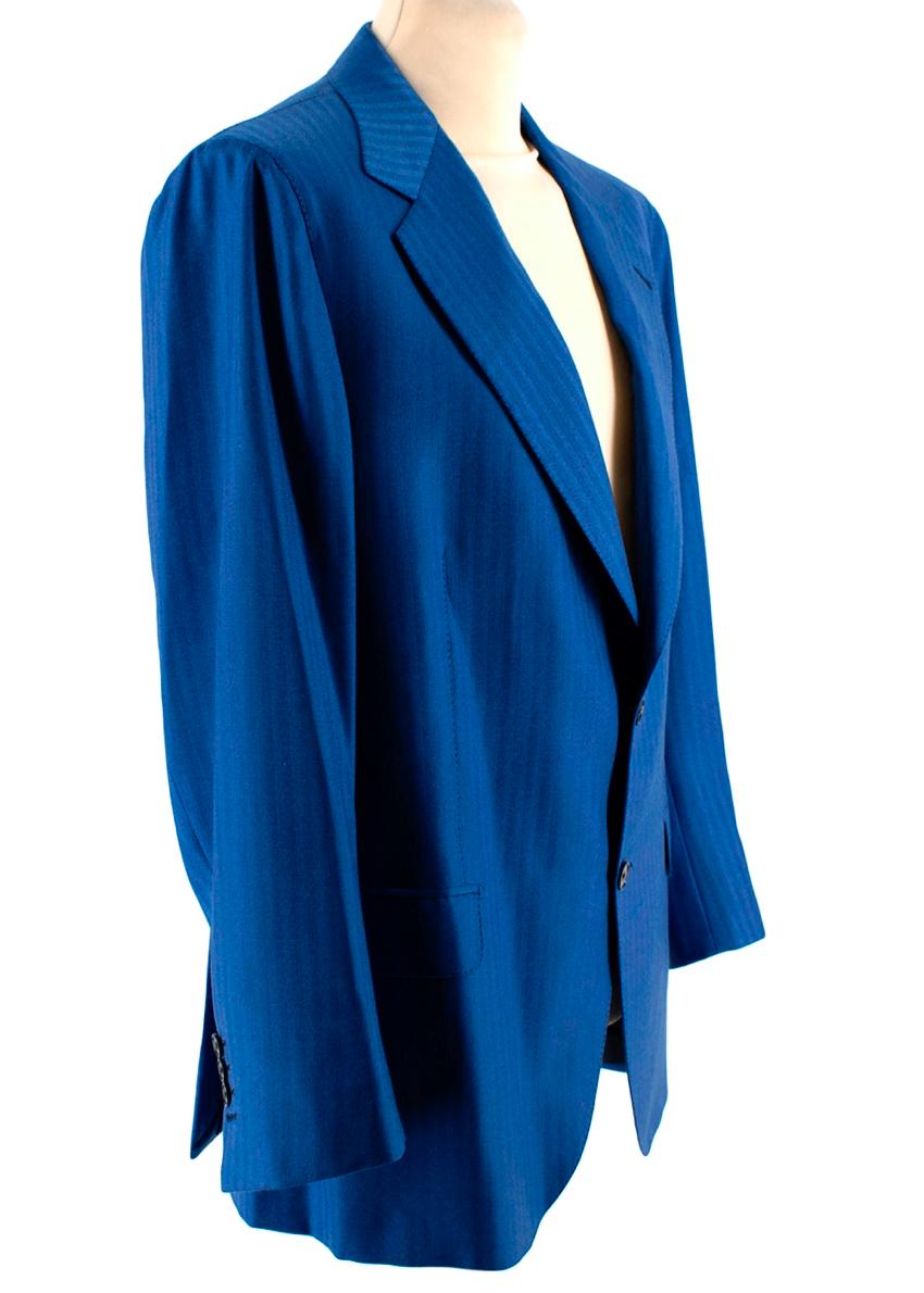 Blue Donato Liguori Navy Fine Striped Tailored Blazer - Size Estimated XL For Sale