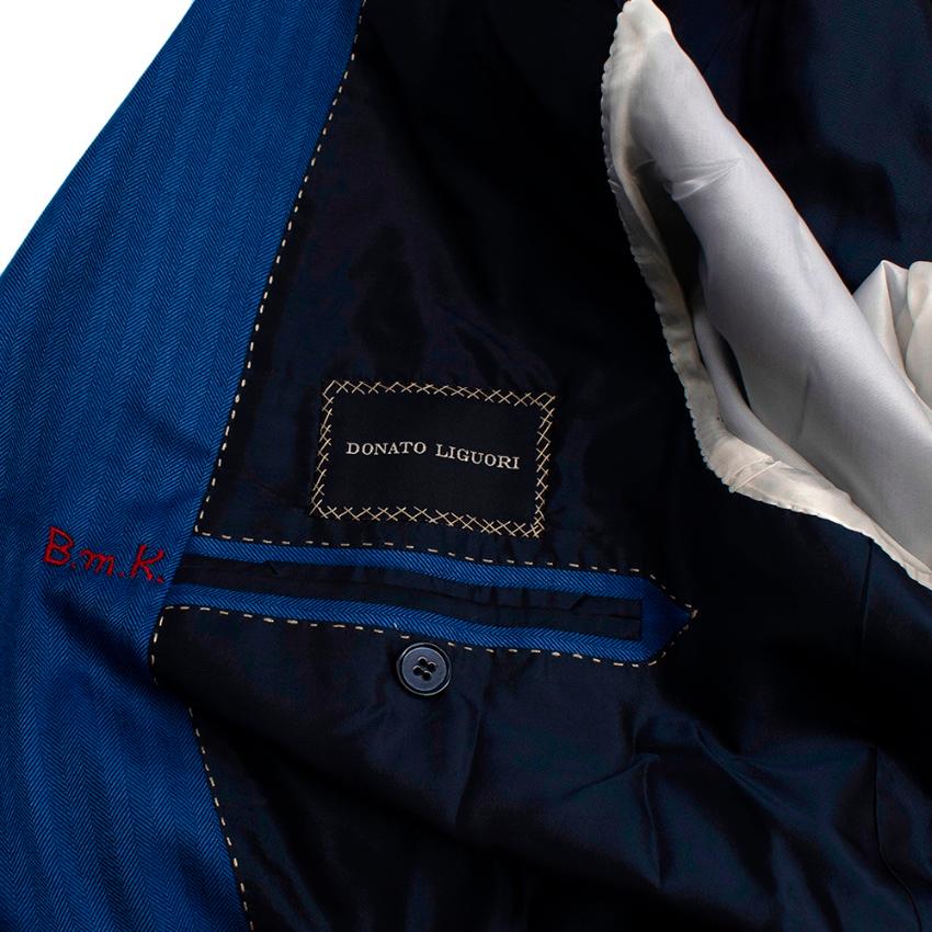 Donato Liguori Navy Fine Striped Tailored Blazer - Size Estimated XL For Sale 3