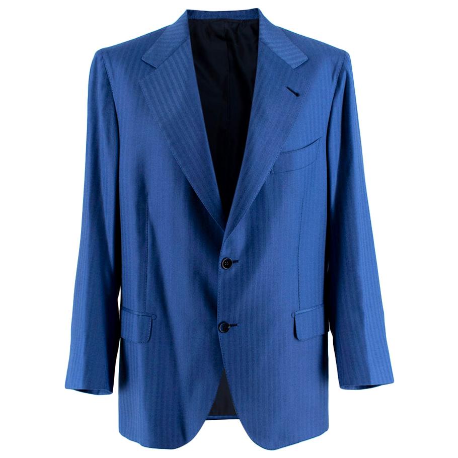 Donato Liguori Navy Fine Striped Tailored Blazer - Size Estimated XL For Sale