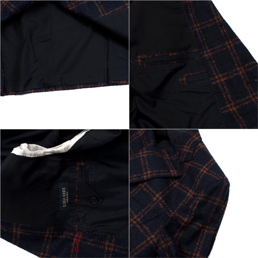 Donato Liguori Navy & Orange Mohair blend Tailored Jacket & Waistcoat - Size XL For Sale 3
