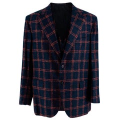 Donato Liguori Navy & Orange Mohair blend Tailored Jacket & Waistcoat - Size XL