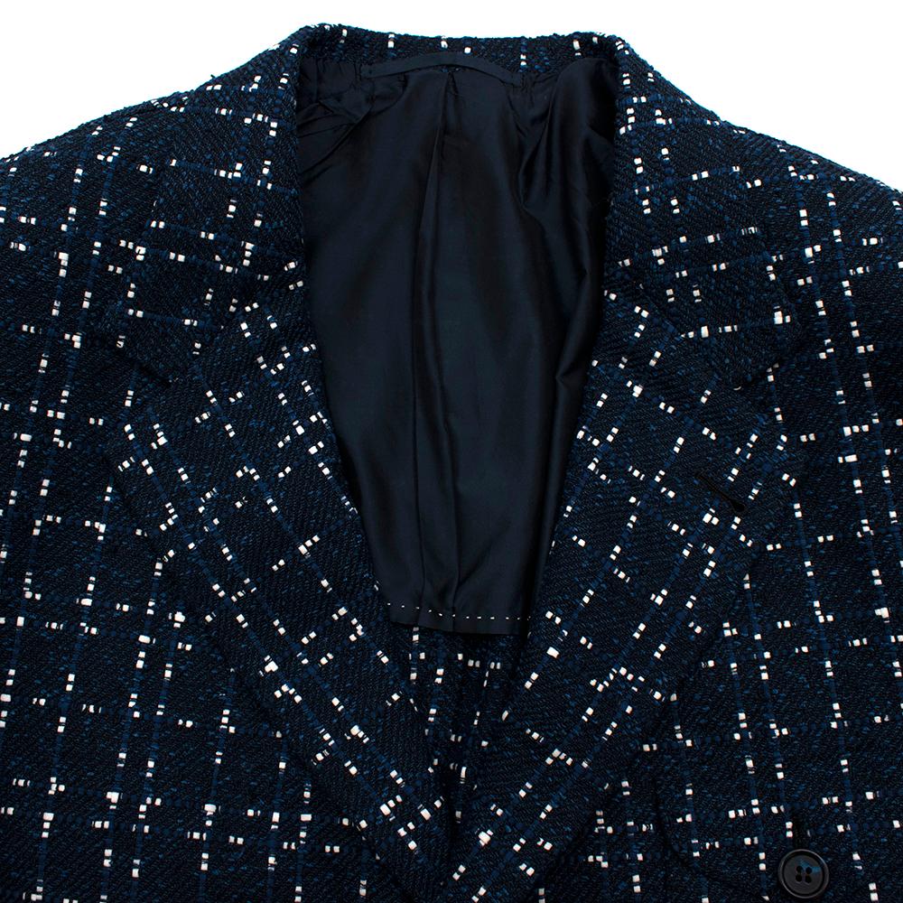 Women's or Men's Donato Liguori Navy & White Cotton Blend Tweed Tailored Jacket - Size XL For Sale