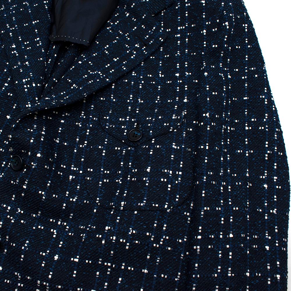 Donato Liguori Navy & White Cotton Blend Tweed Tailored Jacket - Size XL For Sale 1