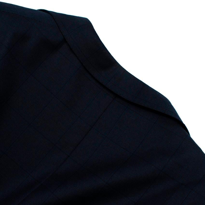 Donato Liguori Navy Wool Blend Checkered Tailored Single Breast - Estimated XL For Sale 4